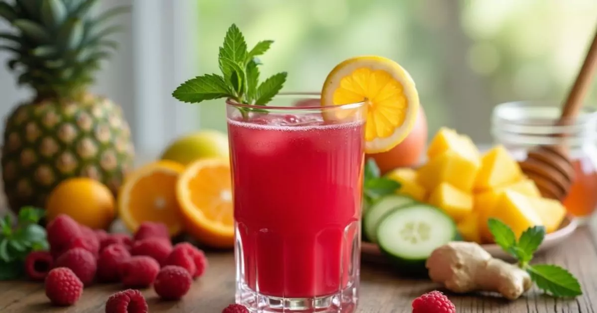 Raspberry Juice with a Blend of Fruits